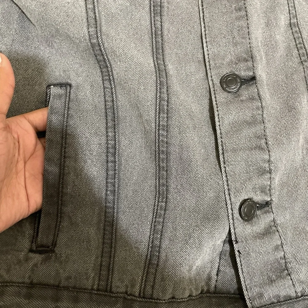 7‎ Diamonds Men's Mac Denim Jacket Trucker Charcoal Jean Size Small Button Front